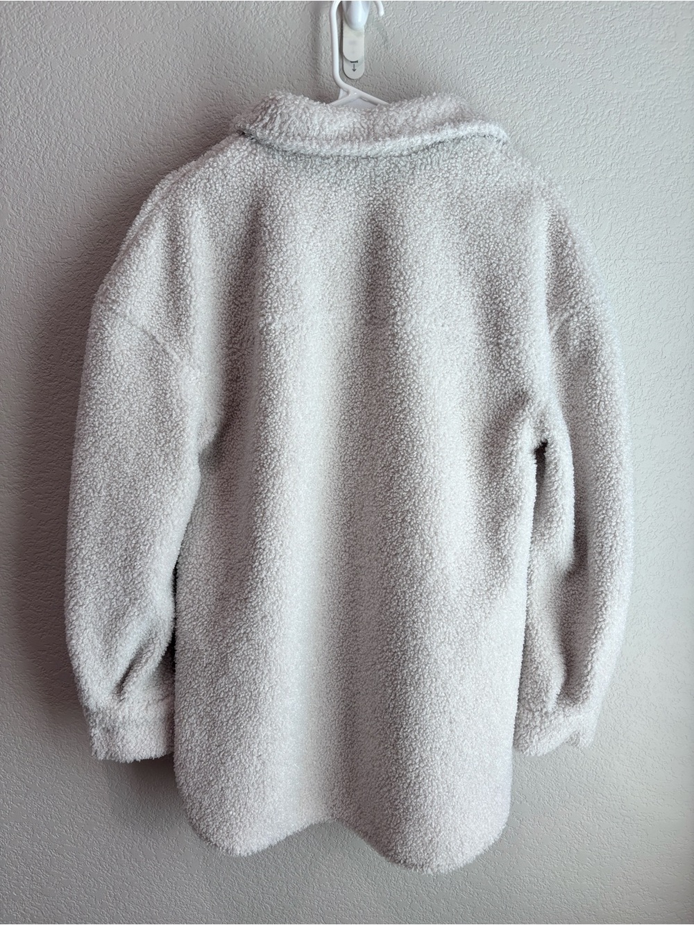 Bagatelle Faux Shearling Button Front Shirt Jacket Shacket Ivory Size Small - Picture 7 of 7